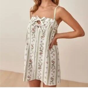 Reformation Winifred Print Linen Mini Dress